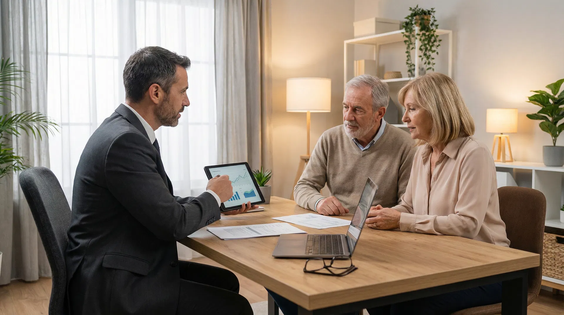 Medicare advisor meeting with senior couple